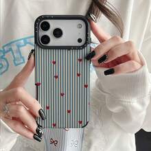 1个蓝白条纹爱心印花软TPU防震手机壳，复古时尚设计，兼容 17/17 Pro/17 Pro Max/16/11/16 Pro/16 Plus/16 Pro Max/16E/15 Pro Max/13/14/12/11 - 彩色 - 查看 2