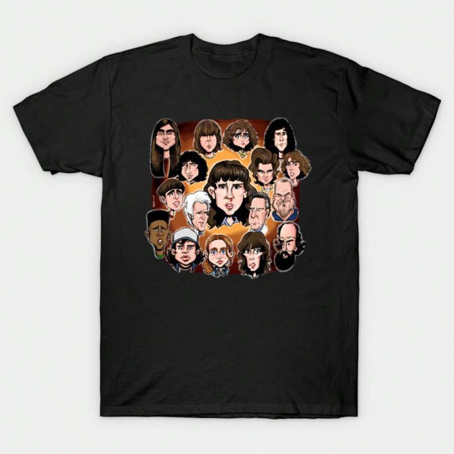 4 T-shirts, T-shirt Strangerthings, 100% coton à manches courtes, t-shirt décontracté unisexe, cadeau amusant pour les fans - T-shirt Cassette Running Up That Hill - Noir - Voir 1