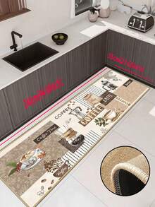 3.5mm Thick Soft Rubber Linen Kitchen Mat, Cartoon Kitchen Style Absorbent Rug, Edged Carpet To Prevent Peeling, Water-Absorbing And Easy To Clean Mat, Linen Surface With Sponge Middle And Rubber Bottom, Suitable For Kitchen, Bathroom, Laundry Room, Hallway, Living Room And Other Occasions - Multicolor - View 15