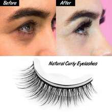 Self-Adhesive Natural Curly Eyelashes, Reusable False Lashes, Easy To Apply, No Glue Required, Lightweight & Comfortable, Natural Look For Everyday Makeup - Black - View 5