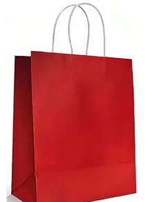 Kraft Paper Bag With Handle - For Gifts And Stores, 10 Units, Various Colors, Sizes 14x21, 18x24, 24x33 - 紅色 - 查看 1