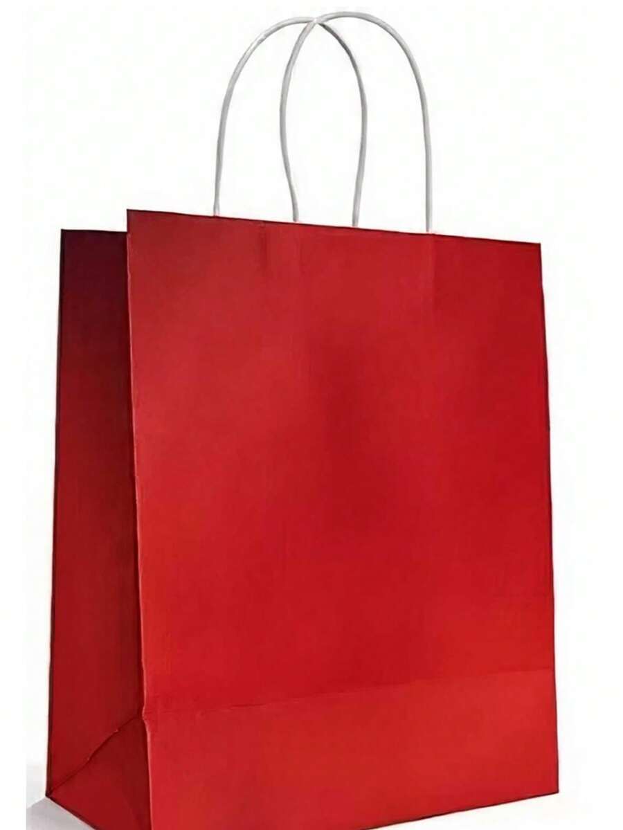 Kraft Paper Bag With Handle - For Gifts And Stores, 10 Units, Various Colors, Sizes 14x21, 18x24, 24x33 - 紅色 - 查看 1