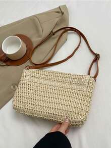Mini Fashion Imitation Straw Handbag, Summer Vacation Beach Style Woven Bag Handheld And Crossbody Bag,Lightweight Casual Minimalist Straw Woven Bag, Perfect For Holiday Shopping And Gifting, Elegant Ladies Handbag,Women's And Girls' Bag, Wicker Bag, Holiday Essentials,Perfect For Travel, Vacation, Holiday & Beach, Travel Must Haves, Summer Straw Beach Bag For Women, Fashion Summer Vacation Bag, Beach Essentials Women Bags For Vacation & Holiday,Eye-Catching Beach Bag, Women's Summer Straw Beach Bag, Popular Women's Beach Bag, Fashionable Summer Vacation Bag, Essential Women's Beach Vacation Bag, Latest Vacation Bag[US Local Warehouse]The Best Gift Choice, Birthday Gift - 彩色 - 查看 10