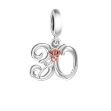 1pc Elegant 925 Sterling Silver Number 30 Pendant, Suitable As Birthday Gift For Men And Women - Silver - View 3