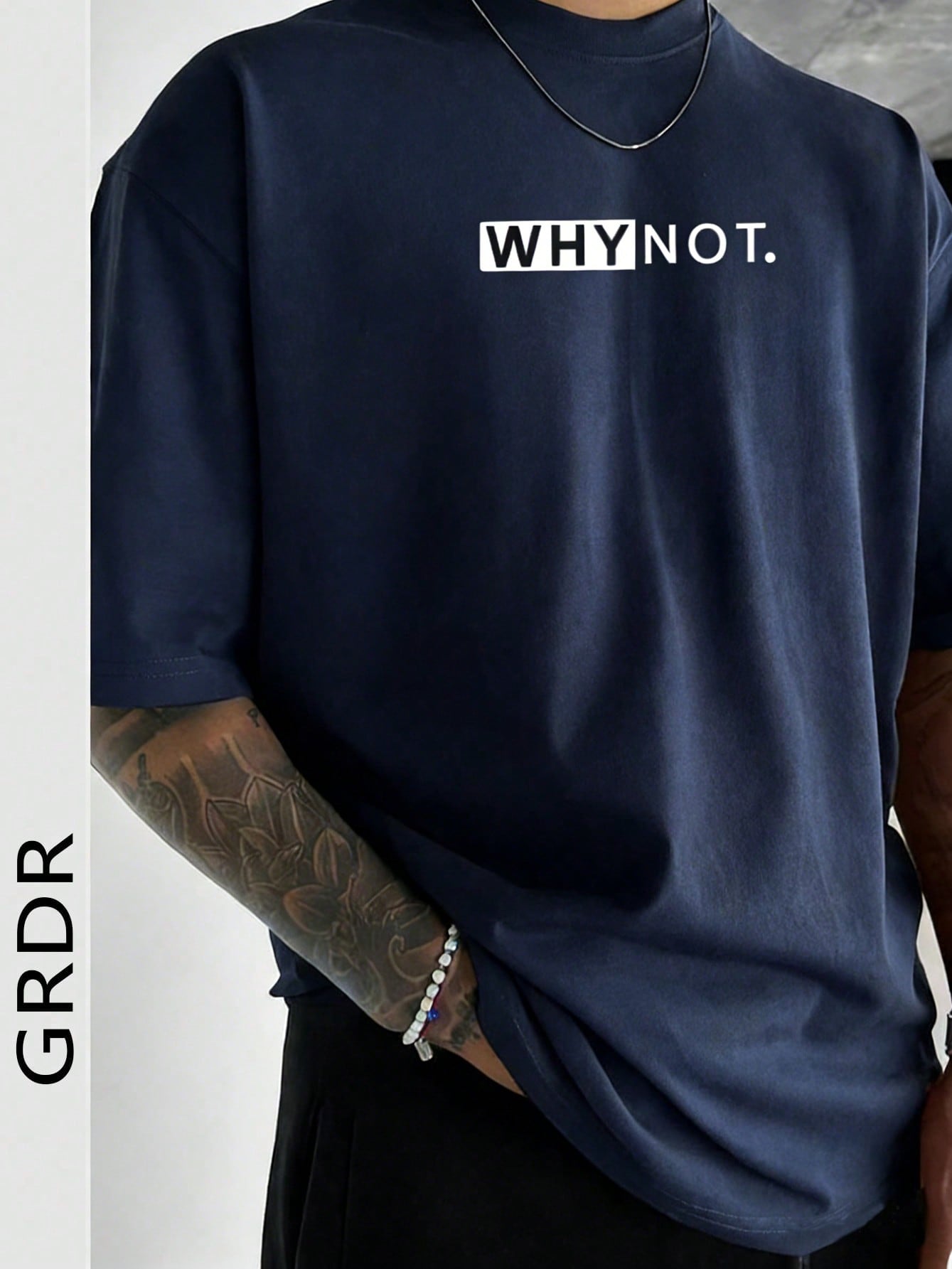 GRDR تي شيرت رجالي صيفي بطباعة شعار وحرف على الرقب...