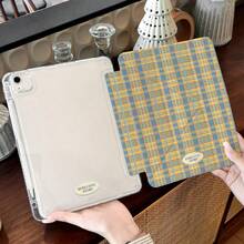 适用于 10/11 号、Air 11/13 号、Mini 6/7 的网格 - 透明亚克力背板，笔槽，Y 型折叠多角度设计，暖色调格子图案 - 彩色 - 查看 6