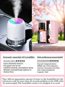 1pc 180ml Bedroom Humidifier, With 2 Working Modes, Colorful Night Light, Silent Mist, Home Electric Air Purifier, Small Aroma Diffuser, Can Be Used With Essential Oils. Available In Black, White And Pink, Suitable For Indoor Decoration. - Nhiều màu - Xem 13