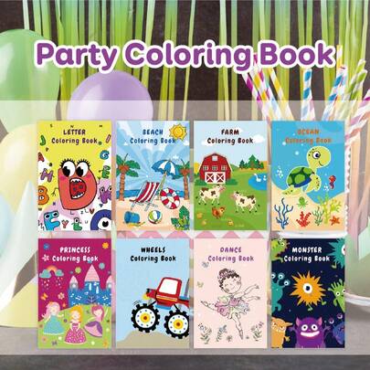 8 قطع مجموعة كتب تلوين للأطفال - تتميز بفن موضوعات حرف مرحة، شاطئ ومزرعة، بما في ذلك مشاهد المحيط والأميرة والوحش، مثالية للعب الإبداعي للأطفال، الخيال والمغامرات التلوينية، هدية رائعة للأطفال في مرحلة ما قبل المدرسة والروضة والفنانين الصغار، وأيضًا مثالية كهدايا حفلات عيد الميلاد وأنشطة الفصل الدراسي