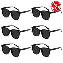 12/6/3 New Summer European And American Style Square Colored Men's Glasses, Perfect For Outdoor Sports Such As Cycling And Fishing, And A Stylish Beach Accessory. - 黑色 - 查看 12