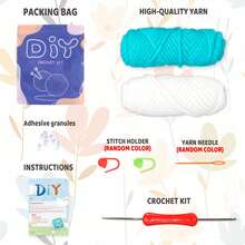 1pc DIY Crochet Material Kit For Handmade Coin Purse & Earphone Case(Accessories In Random Color) - Snow - View 4