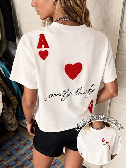 Camiseta de manga corta, cuello redondo y talla grande para mujer