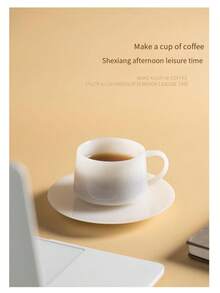 1 Set Luxury Ice Jade White Ceramic Coffee Set, Couple Cups With Saucers, Minimalist Homewares, Gift Box, Suitable For Tea, Milk Tea - Multicolor - View 8