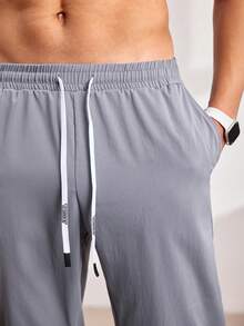 Driftmere 男士时尚抽绳腰斜口袋七分裤，秋季 - 灰色 - 查看 2