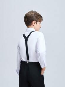 Bộ vest 4 món cho bé trai 3-10 tuổi, bộ lễ phục tuxedo trang trọng cho trẻ nhỏ, bao gồm trang phục người mang nhẫn cưới với quần, áo sơ mi, cà vạt, dây đeo quần, trang phục lễ phục màu đen cho bé trai. - màu đen - Xem 4