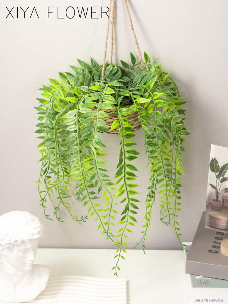 1/2片人造悬挂桉树叶，聚酯纤维材质，人造植物，两种形状可选（A和B），绿色装饰，四季皆宜，适用于学校宿舍、办公室、派对、生日、家居装饰、酒店、餐厅、客厅、卧室、婚礼、厨房和花园装饰，情人节礼物 - 綠色 - 查看 12