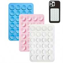 3个装硅胶吸盘手机支架，防水粘性底座，适用于大多数手机，通用指握式设计，方便自拍和视频拍摄，黑色/白色/浅粉色 - 彩色 - 查看 16