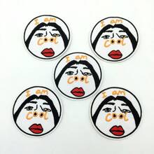5pcs I AM COOL Applique Patches Embroidered DIY Iron On Patches For Clothing Jeans T-Shirt - A-White - View 2