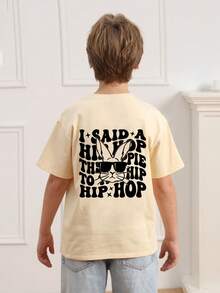 Camiseta con estampado de conejo de gafas de sol divertidas para niño preadolescente, adecuada para uso en vacaciones, uso casual, ropa urbana, top de verano de moda para niños. ¡Regalo ideal de Pascua para niños, conjunto perfecto para celebrar la Feliz Pascua! - Albaricoque - Ver 2