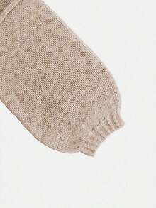 Women's Loose-Fit Plain Sweater, Casual Fall & Winter Knitwear, Lantern Sleeve Design, Moderate Fabric Thickness, Comfortable Daily Wear - 卡其色 - 查看 7