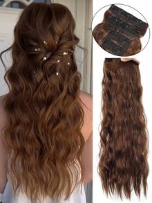 22 Inch 4pcs Black & Brown Clip-In Curly Hair Extensions, Suitable For Women & Girls Daily Use And Party - Multicolor - View 11