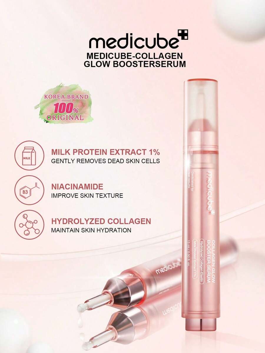 Medicube Collagen Glow Booster Serum 15ml, Facial Serum For Dry Skin Remedy & Anti-Dryness Skin Nourishment, Deep Penetration Tech For Wrinkles & Firmness, Anti-Aging & Barrier Repair & Stabilizing & Restoring, Long-Lasting Moisturization, For All Skin Types, Korean Skincare | K-Beauty | 15ml/0.50 Fl.Oz. - 15毫升 - 查看 1