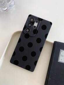 1pc Fashionable Minimalist Black Polka Dot Painted Pattern, Black Matte TPU Material Pupil Eye Shockproof Phone Case, Suitable As Gift For Boyfriend/Girlfriend, Compatible With Samsung, And Other Android Phones - Multicolor - View 4