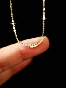 1pc S925 Sterling Silver Minimalist Fresh Elegant Smiling Face Necklace, Women's Arc-Shaped Criss-Cross Line Luxury Delicate Double-Row Simple Clavicle Chain Gift - Smile - View 1