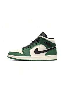 Nike Jordan Air Jordan 1 Mid 耐磨 中幫 復古籃球鞋 男款 白綠 - 白綠 - 查看 18