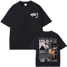 Rap Singer Milo J 111 Album Graphic T-Shirt 2025 Summer Men's Women's Hip-Hop Fashion Oversized Casual Pure Cotton T-Shirt - Grey - View 9