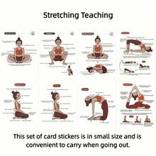 32张瑜伽姿势指导卡片套装，基础瑜伽姿势练习卡片，拉伸教程 - 彩色 - 查看 6