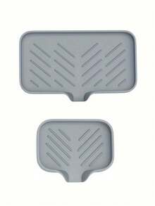 2pcs Silicone Sink Dish Drying Rack With Sponge Holder - Self-Draining, Non-Slip Bathroom And Kitchen Storage Organizer For Soap, Brush And Cleaning Tools. Includes Green And Yellow Sponge Compartments. Sink Caddy | Modern Sink Tray | Silicone Material, Soap And Sponge Holder, Waterproof Countertop Storage Accessory, Drain Mat, Anti-Splash Faucet Silicone Pad, Sink Drip Tray, Household. - Multicolor - View 12