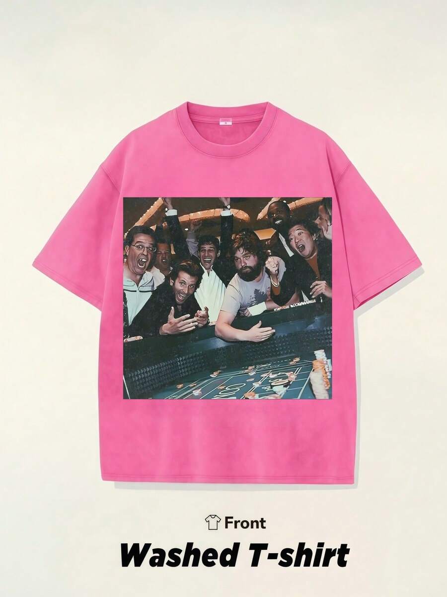 Vintage The Hangover Playing Poker Crewneck T-Shirt, Funny TheHangover Movie Tee Gift For Boyfriend Menswear Top Streetwear.Jpg - 粉色 - 查看 1