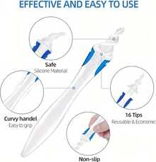 Ear Wax Remover Soft Silicone Cleaning Tool Earwax Removal With 16 Replacements Heads Easy To Remove, Ear Wax Removal Tool Reusable Earwax Removal Tool Care Soft Spiral Ears Cares Health Tools Cleaner - 1 - Xem 3