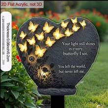 2D Flat, 1pc Heart-Shaped Stone With Garden Marker - Flat Acrylic Outdoor/Decor Accent, Suitable For Soil, Patio, Flower Beds - Can Be Installed As Ground Stake, For Plants, Landscaping, Weddings And Decoration - Stylish Gift, 2D Flat - A - View 3