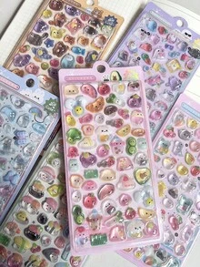 3D立体浮雕贴纸，DIY手机壳，剪贴簿，贴纸交换，卡通动物贴纸，纯色贴纸 - 彩色 - 查看 8