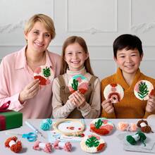 22Pcs DIY Punch Needle Coaster Kit, Poking Your Own Boho Tufted Rug Pads Coasters For Beginners, 6 Pattern Tufted Rug Pads With Adhesive Felt Yarns Embroidery Hoop Instruction - Multicolor - View 11