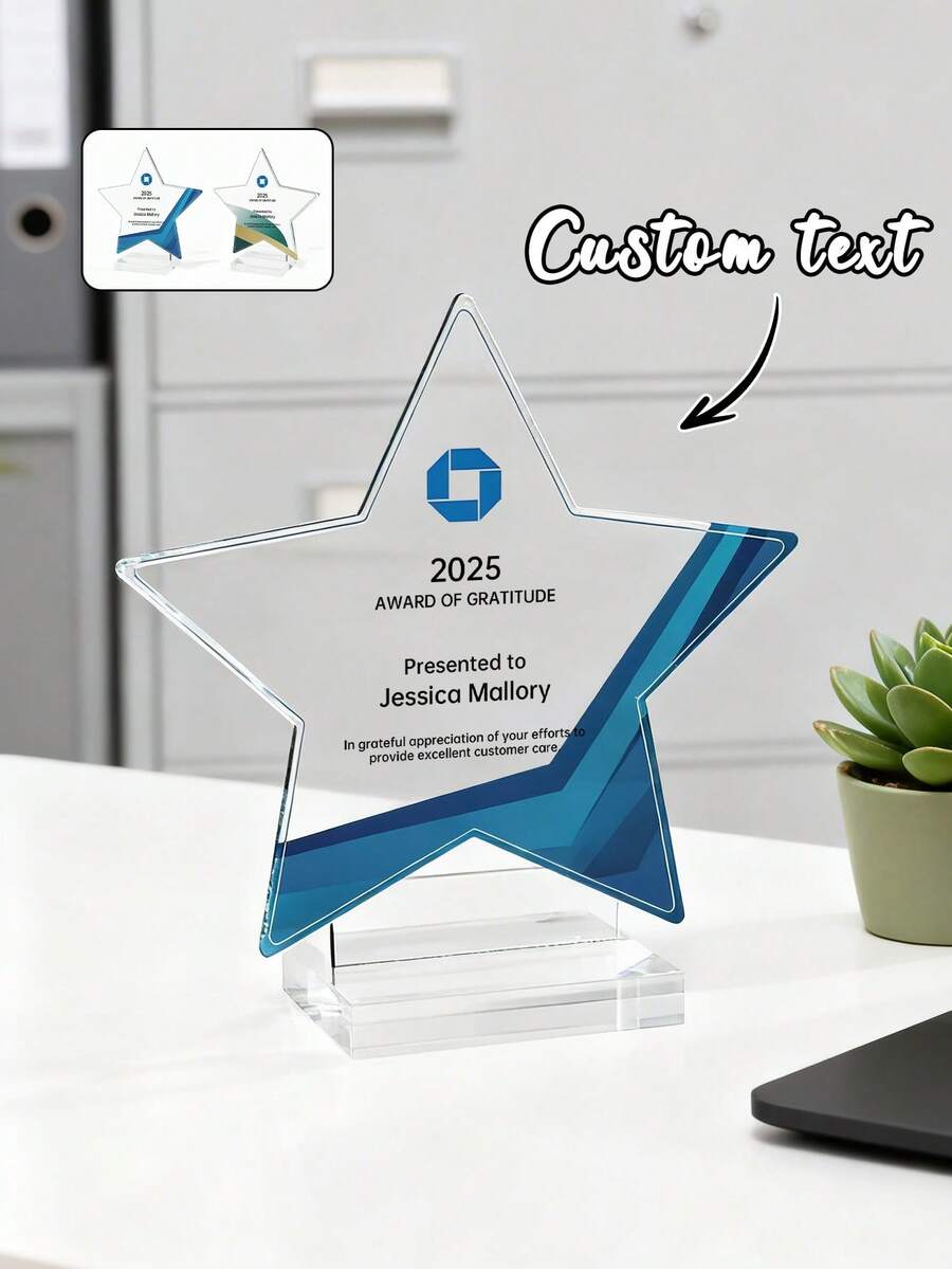 Personalisierte Acryl-Auszeichnungsplakette, individueller Name, 2 Stile, sternförmige Trophäe, Jahrestags-Geschenk für ihn, Paar-Geschenk, unvergessliches Dankeschön-Geschenk zum Feiern besonderer Tage, individuelle Unternehmens-Anerkennungstrophäe, Mitarbeiter-Auszeichnungsplakette - Ruhestand oder Wertschätzungsgeschenk für Mitarbeiter & Management - Verschiedenfarbig - Übersicht 1