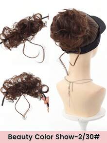 Búi tóc giả kiểu Chignon rối, xoăn tự quấn, hình rồng Ehiskers, băng đô cài tóc, dây chun buộc tóc, phụ kiện tóc giả cho nữ, kẹp tóc màu đen nâu. - Nhiều màu - Xem 14