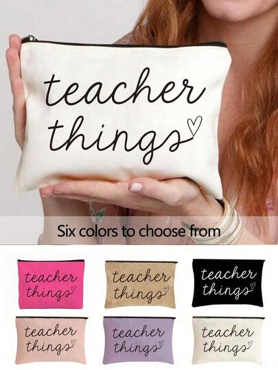 Teacher Things - Durable, Stylish Gift With Convenient Zipper Closure, Portable Makeup Bag, Pencil Case, Cosmetic Gift Pouch, Travel Pencil Case, Snack Bag, Cosmetic Pouch, Lightweight Cosmetic Organizer, Coin Purse, Travel Toiletry Bag, Cell Phone Case, Storage Bag, Wallet, Medicine Bag, Travel Essentials, The Perfect Present For Your Loved Ones, Gift For Teachers, New Year, Valentine'S Day Gift
