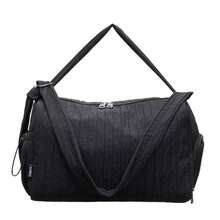 Crinkled Nylon Sling Bag - Large Capacity Black Crossbody Bag For Women, Versatile Travel & Gym Duffel - Multicolor - View 7