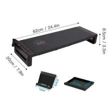 Soporte para Monitor de ordenador USB 3,0, soporte para Monitor de carga inalámbrica, organizador de escritorio de almacenamiento para teclado y ratón, para ordenador portátil y PC - Negro - Ver 9