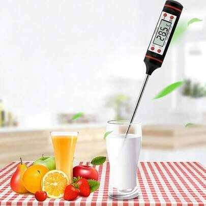 2pcs Termómetro digital para carne, sonda para vino, pantalla LCD, termómetro de cocina para asados, bistec, alta precisión, sonda digital para aceite, leche, alimentos, repostería, leche en polvo y agua para bebés