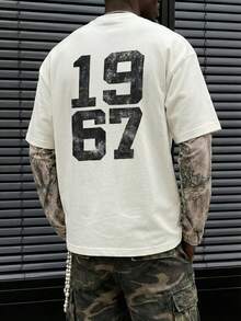 1967 Printed Bulletproof Vest Graphic T-Shirt, Street Style Tactical Design, Summer Wear For Men, White - White - View 3