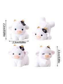 6件套可爱卡通奶牛汽车内饰装饰套装，适用于仪表盘、后视镜 - 均碼 - 查看 3