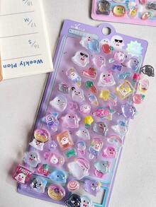 3D立体浮雕贴纸，DIY手机壳，剪贴簿，贴纸交换，卡通动物贴纸，纯色贴纸 - 彩色 - 查看 17