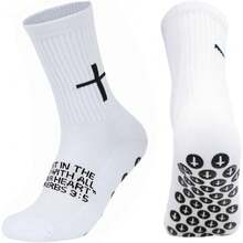 1 Pair Youth Anti Slip Soccer Socks Cross Grip Cushioned Sports Socks Breathable Elastic For Outdoor Sports Training Match US 5 To 10 - 箴言 3:5 - 查看 1