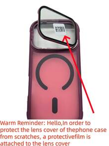 Luxury Lens Frame Bracket Magnetic Phone Case Compatible With IPhone 17 Pro Max 17 16 15 14 Plus 13 12 Pro Max 11, Wireless Charging Shockproof Armor Protective Case With Lens Glass - Burgundy - View 10