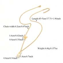 1pc New Classic Initial Pin Pendant Golden Stainless Steel Chain Necklaces For Women - Yellow Gold - View 2
