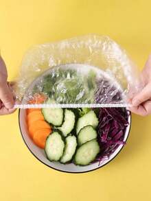 100/200pcs Thick Stretch Wrap Film, One-Pull Fit, Multi-Bowl Applicable, Dust-Proof & Freshness Keeping, Microwave & Refrigerator , Catering, Camping, Dorm, Pet Bowl Use, Multi-Size Bowl & Plate Compatible - Multicolor - View 5
