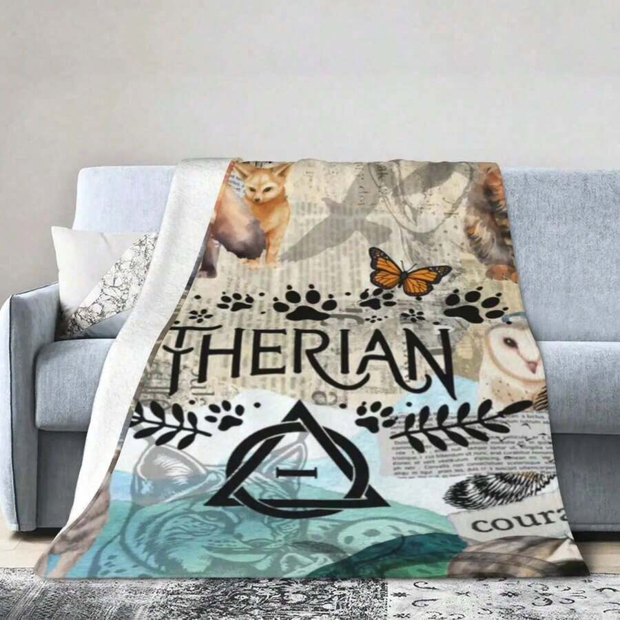 Original Therian Artwork Personalized An Ultra-Soft Micro Fleece Blanket - 黑色 - 查看 1